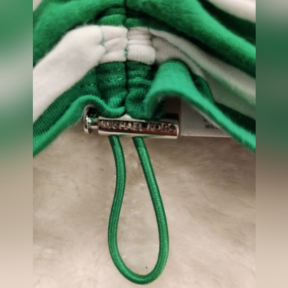 Michael Kors Green and White Striped Sleeveless Top with Rouching at Side - Picture 6 of 7